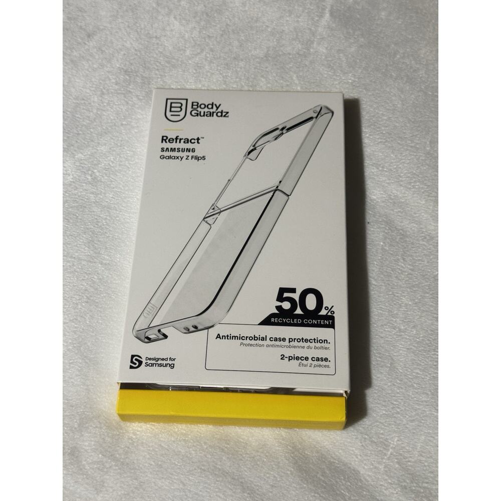 BodyGuardz Refract Clear Case for Samsung Galaxy Z Flip5 - Antimicrobial - New